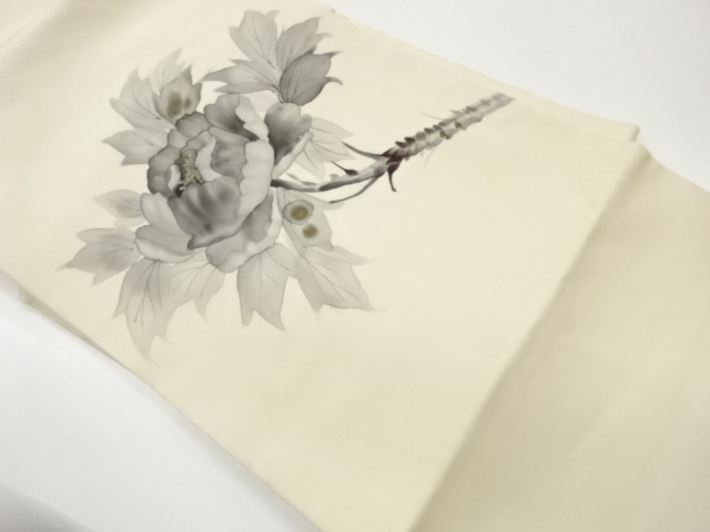 JAPANESE NAGOYA OBI / SHIOZE / KINSAI / ABSTRACT PEONY / ARTIST WORK